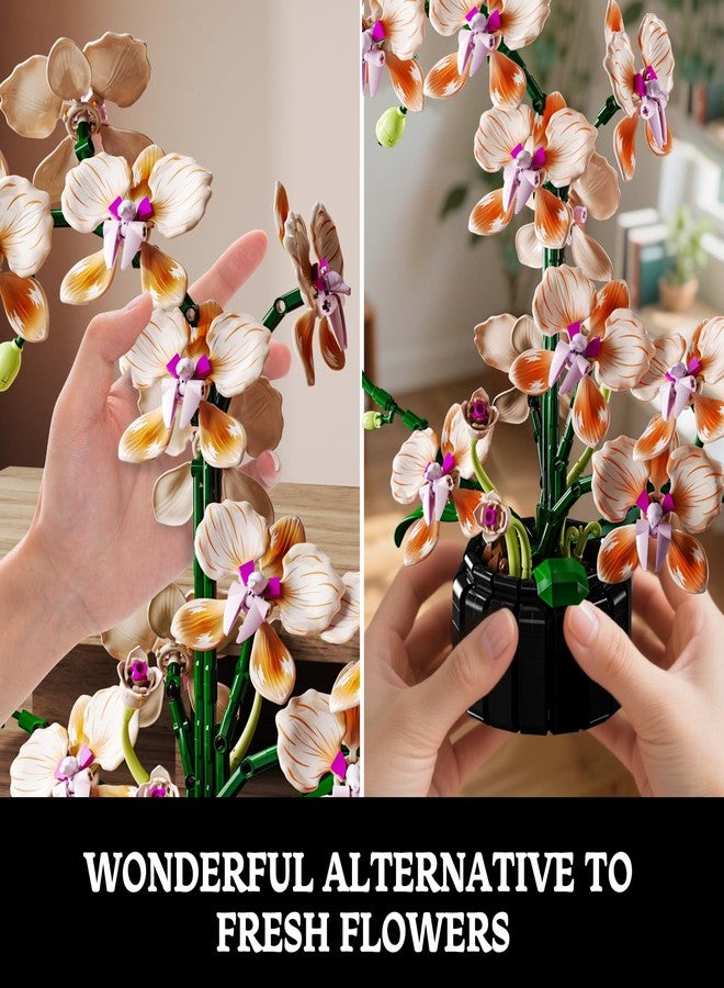 Mov stone Champagne Orchid Flower Building Set, Icon Flowers Building Block Compatible with Lego, Stunning Botanical Display Gift for 8-14 Kids and Adults (866 Pcs) - Image 3